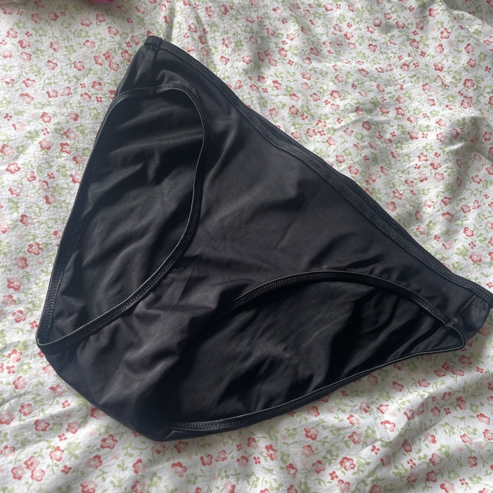 VTG Victoria's Secret‎ Black Silky Second Skin Satin Sissy Panties Sz XL Granny